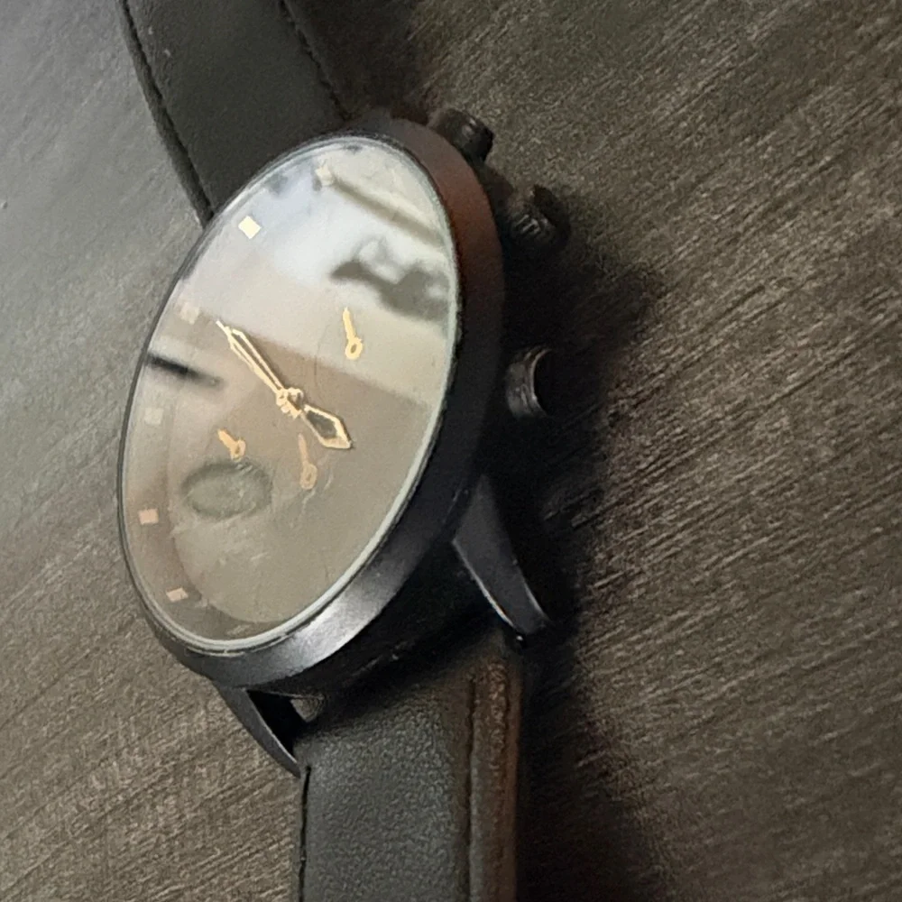 Black Vegan Leather with Gray Face Watch